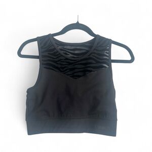 Stronger Black Zebra Mesh Crop Top